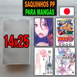 Saquinhos para Mangás e HQs 14x25 - Saquinhos PP Polipropileno Mangá e HQ - 25, 50 e 100 unidades