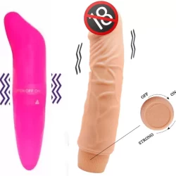 Pênis de Borracha Com Vibrador Grande e Grosso Pinto Consolo + Vibrador Feminino Golfinho Ponto G