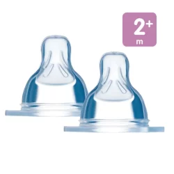 Bico Duplo Mamadeira MAM c/2 un. N2 2+ meses Fluxo Médio Original Silicone Alimentação Bebê Número 2