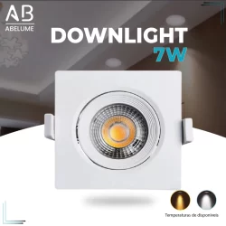 Luminária Spot Led Quadrado Direcionável 7W Embutir Gesso Teto | Branco Frio 6500K (Luz Branca) | Branco Quente 3000K (Luz Amarela) Bivolt Spot Pronta Entrega Super LED
