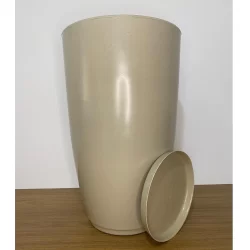 Vaso Decorativo para Planta Coluna Lisa Luxo Moderno 54cm N3 Com Prato