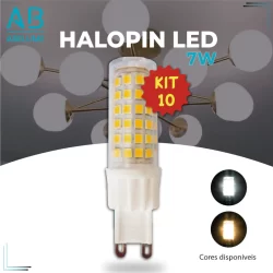 Kit 10 Lâmpada Led 7W G9 Halopin 220V | 110V / Branco Quente 3000K (Amarelo) / Branco Frio 6500K (Branco) Luz Bipino | Arandelas e Decoração