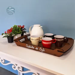 Bandeja Café da Manhã Decorativa Cantinho Café Grande Retangular Mdf Servir