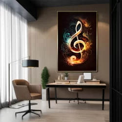 Quadro Decorativo GRANDE Alta Resolução Para Sala Quarto Escritório Quadro Nota Musical