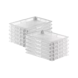 Bandeja Plástica Vazada Empilhável para Congelamento de Pães e Salgados 60x40x6,4 cm Kit 10 Unidades