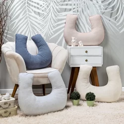 Almofada Amamentação Apoio de Amamentar Rosê Bege Cinza Jeans Linho Premium Batistela Baby