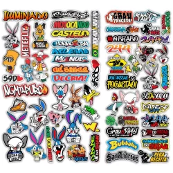 Cartela de adesivos 64 unidades para Bike Carro Moto Capacete M17 b impreshow