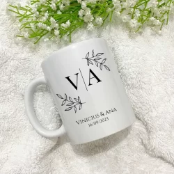 Caneca Casamento Minimalista Personalizada Padrinhos