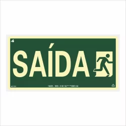 Placa Saída S14 Fotoluminescente 24x12cm (Antichamas)