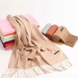 Cachecol Pashmina Lisa de poliester de 130g-250g com franjas unisex