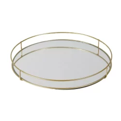 Bandeja Espalhada Redonda 30cm Dani Cor Dourado Decorativa Organizador de Ambientes