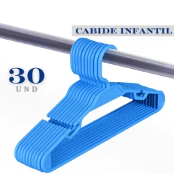 Kit 30 Cabides Infantis para Organização Azul 5,5mm