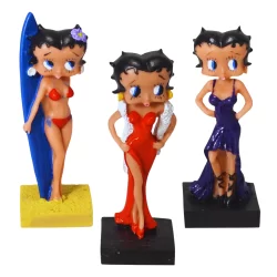 Betty Boop Em Resina Colecionáveis Decoração 3 unidades Presente Enfeite