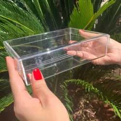 Caixa em Acrílico 20x15 Transparente lembrancinha Padrinhos Batizado Casamento Personalizado