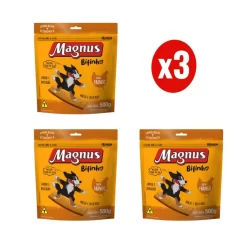 Kit 3 Magnus Bifinhos Mastigáveis 500g para Cães Sabor Frango Adimax