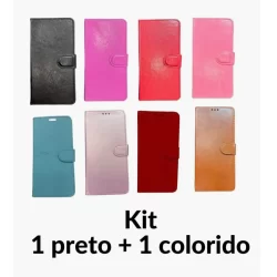 Kit 2 Capas Capinha Carteira Flip iPhone 7Plus/8Plus/XR/11/12 Pro Max/13 Pro Max/14 Pro Max/15 Pro Max/16 Pro Max