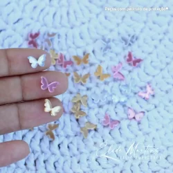 Mini recortes apliques em acrílico espelhado - Borboleta 1 cm - 30 unidades