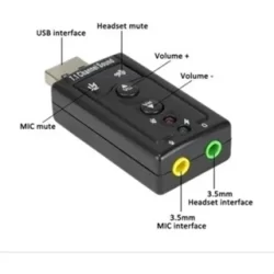 Placa De Som Usb 7.1 Canais Adaptador Audio Fone De Ouvido