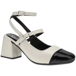 Sapato Feminino Boneca Mule Salto Bloco Grosso Bico Quadrado Slingback Scarpin