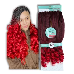 Jumbo Boho Curl Vermelho #T1B/RED Fibra Premium Braids 400gr - Cherey,