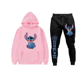 Conjunto Moletom Blusa Canguru e Calça Flanelado Stitch