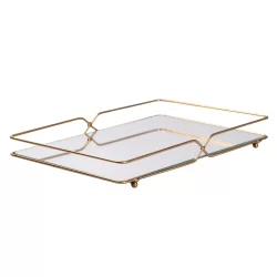 Bandeja Retangular X Dourado 30x20cm