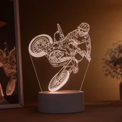 Luminária LED 3D de Mesa / Luz Noturna Presente Criativo / Decoração - motociclista 3D, moto, esportes