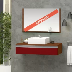 Gabinete banheiro Safira Superior 80 cm MDF com cuba e SEM espelheira