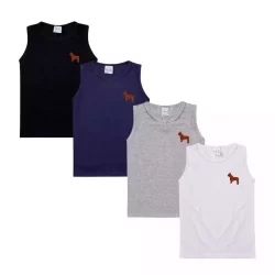 kit 4 Camisas Regatas Básicas Com Pet Camisetas Machão Blusa Menino Camisa Meia Malha Algodão