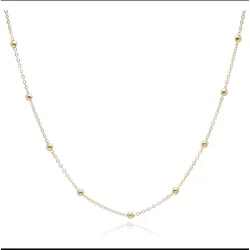 Colar corrente longo 70cm de bolinhas esferas folheado, modelo novo com zircônia na esfera!