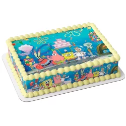Papel arroz e faixa comestível para bolo festa surpresa feliz aniversário bob esponja