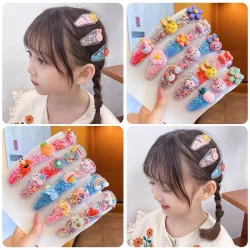 Conjunto de 5 Presilhas para Cabelo de Meninas com Tema de Garrafa dos Desejos - Diversão e Estilo!