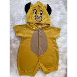 Macacão Simba Bordado com Capuz - Bebês Simba Mesversario - Frio Inverno