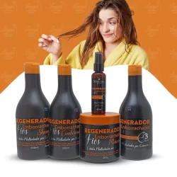 Kit Regenerador de Fios Emborrachados 5 Produtos (Shamp, Cond, Másc e Creme Regenerador + Spray Reconstrução Imediata 60ml) - Maycrene