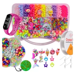 Kit Miçangas Maleta Infantil Coloridas 3500 pçs Para fazer Pulseira Silicone