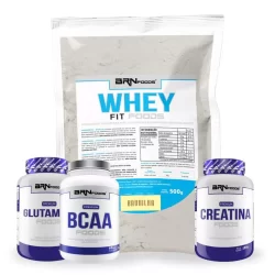 Kit Whey Protein 500g +  Bcaa 60 Cáps + Glutamina 100g + Creatina 100g - BRN Foods