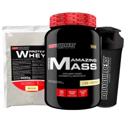 Kit Hipercalórico Amazing Mass 1.5kg + Whey Protein Concentrado 500g + Coqueteleira - Bodybuilders
