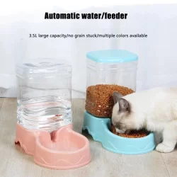 3.8L Alimentador Automático De Comida Seca Para Gatos Com Tigela Casas De Animais De Estimação Simples Ou Múltiplas