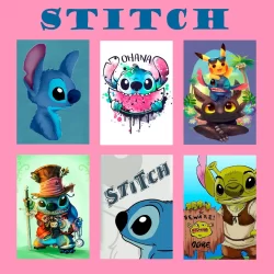 Decoração para quarto infantil - quadrinhos fofino bonitinhos - desenho - urso azul - Stitch - Tamanho Placa 13x20cm