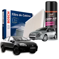 Filtro De Cabine Ar Condicionado Fiat Linea e Punto Com Spray Higienizador | Bosch 0986BF0601