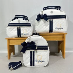 Conjunto de bolsas maternidade afeto personalizadas, kit de bolsas luxo dinho kids. Bolsa de Bebê