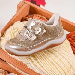 Tênis Infantil Menina Bebê Calce fácil Kidy Glitter Dourado