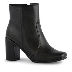 Coturno Feminino Lumiss Confortável Salto Alto Grosso Bota Bico Quadrado Zíper Blogueira Square
