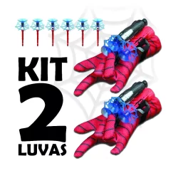 KIT 2 LUVAS LANÇA TEIAS ORIGINAL LANÇADOR DE DARDOS COM CORDINHA RESISTENTE  BRINQUEDO INFANTIL INTERATIVO CRIANÇA BONECO SUPER HERÓIS CORDA VENTOSA MENINO PRESENTE DIVERTIDO BARATO SPIDER TEIA HOMEM ARANHA MARVEL LIGA DA JUSTIÇA SPIDERMAN SPIDER-MAN