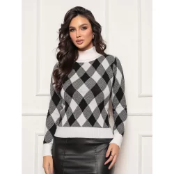 Blusa De Frio Gola Alta Xadrez Lançamento 2024