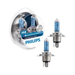 Par Lâmpada Philips CrystalVision H4 12V 60/55W 4100K Xenon Branca