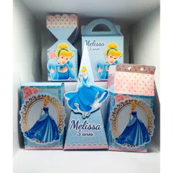Kit Personalizados Cinderela Lembrancinhas Caixinhas para Festa De Aniversário