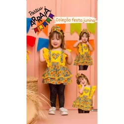 jardineira romper saia (vestido) roupa de bebe xadrez junino