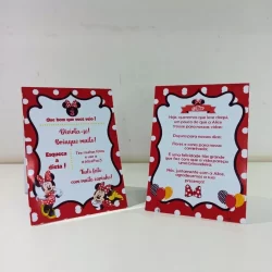 Plaquinha de Mesa Aniversário Minnie Vermelha