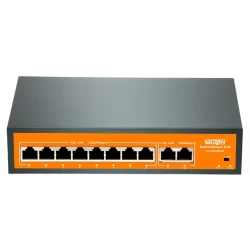 Switch Poe Híbrido 8 Portas + 2 Portas Uplink Câmeras IP 10/100m Haiz HZ-EF1010P-EA2